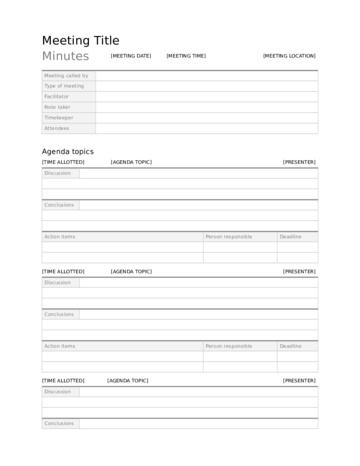 2022 Meeting Minutes Template - Fillable, Printable PDF & Forms | Handypdf