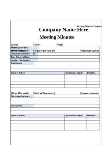 2023 Meeting Minutes Template - Fillable, Printable PDF & Forms | Handypdf