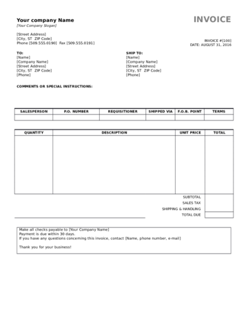 Simple invoice Proforma template - Edit, Fill, Sign Online | Handypdf