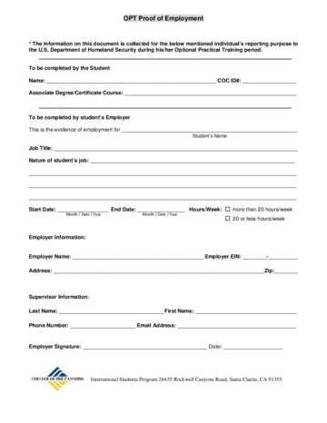 OPT Proof of Employment - Edit, Fill, Sign Online | Handypdf