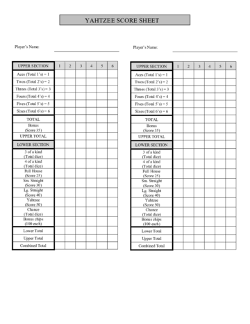 Yahtzee Score Sheets Pdf - Edit, Fill, Sign Online | Handypdf