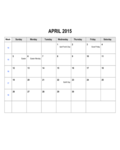 April 2015 Calendar Template - Edit, Fill, Sign Online | Handypdf