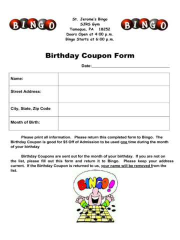 2024 Birthday Coupon Template Fillable Printable PDF Forms Handypdf   Birthday Coupon Form Page1 M 