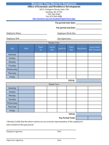 2024 Biweekly Timesheet Template - Fillable, Printable PDF & Forms ...