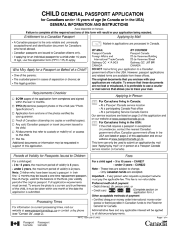 Child General Passport Application for Canadians under 16 years of age ...