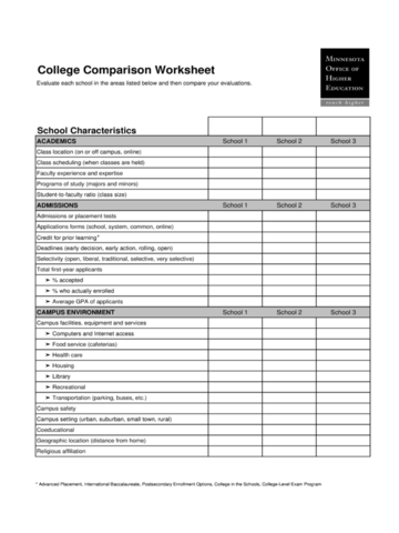 College Comparison Chart - Edit, Fill, Sign Online | Handypdf