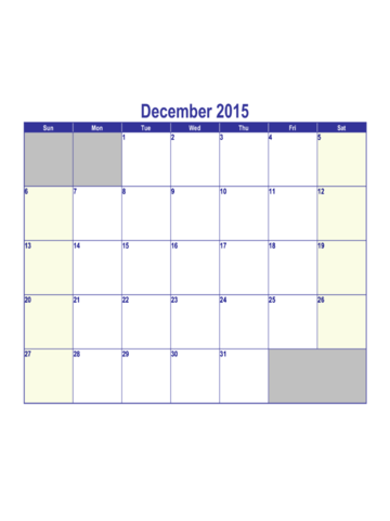 December 2015 Calendar - Edit, Fill, Sign Online | Handypdf