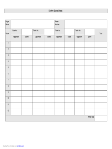 2024 Euchre Score Cards Template - Fillable, Printable PDF & Forms ...