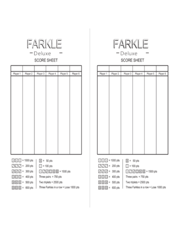 farkle score sheet