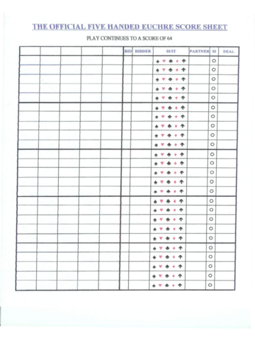 2024 Euchre Score Cards Template - Fillable, Printable PDF & Forms | Handypdf