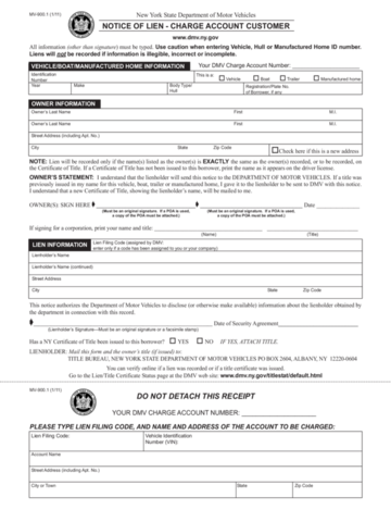 Form MV-900.1 - Notice of Lien - Charge Account Customer - New York ...