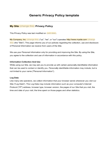 2024 Privacy Policy Template - Fillable, Printable PDF & Forms | Handypdf