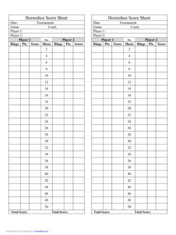 Horseshoes Score Sheet - Edit, Fill, Sign Online | Handypdf