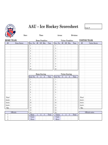 2025 Hockey Score Sheet Fillable Printable PDF Forms Handypdf