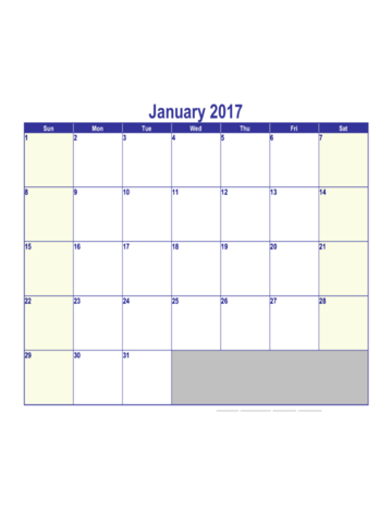 January 2017 Calendar - Edit, Fill, Sign Online | Handypdf