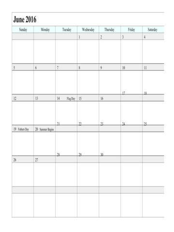 June 2016 Calendar - Edit, Fill, Sign Online | Handypdf