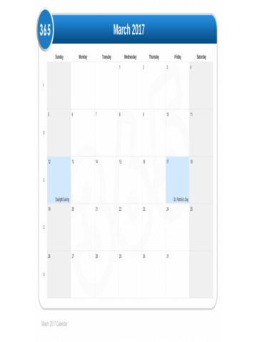 March 2017 Calendar - Edit, Fill, Sign Online | Handypdf