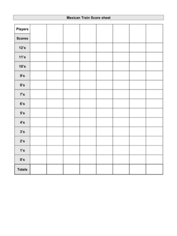 2024 Mexican Train Score Sheet - Fillable, Printable PDF & Forms | Handypdf