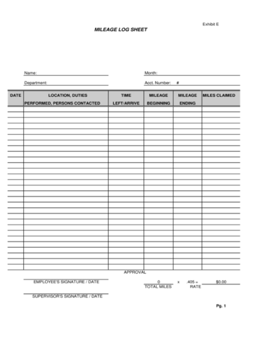 Mileage Log Sheet - Edit, Fill, Sign Online | Handypdf