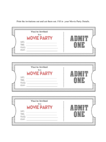 2024 Movie Ticket Invitation Template - Fillable, Printable PDF & Forms ...