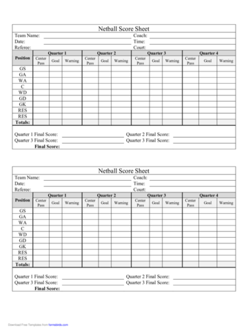 Netball Score Sheet - Edit, Fill, Sign Online | Handypdf