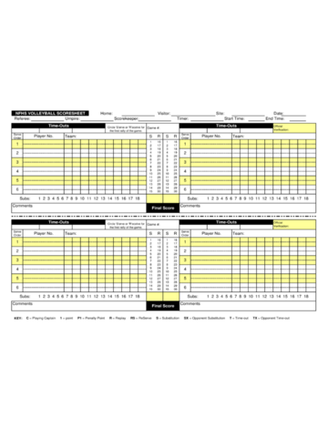 NFHS Volleyball Score Sheet - Edit, Fill, Sign Online | Handypdf