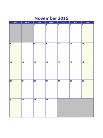 November 2016 Calendar - Edit, Fill, Sign Online | Handypdf