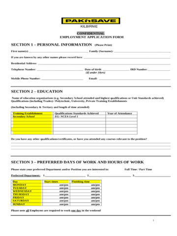 PAK'nSAVE Employment Application Form - Edit, Fill, Sign Online  Handypdf