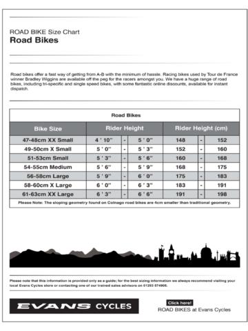 Road Bike Size Chart - Edit, Fill, Sign Online | Handypdf