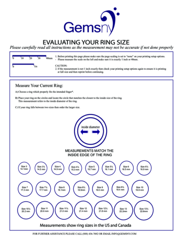 Sample Ring Size Chart - Edit, Fill, Sign Online | Handypdf