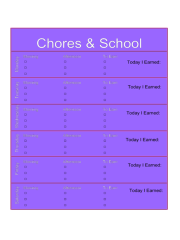 School Chore Chart for Kids - Edit, Fill, Sign Online | Handypdf