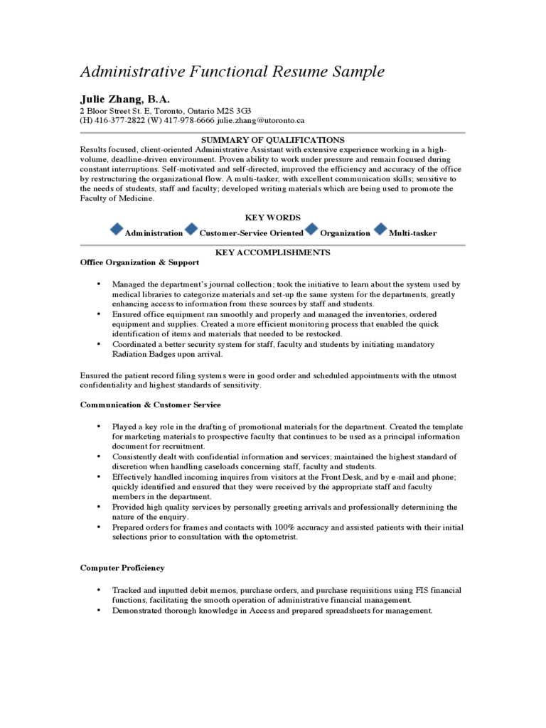 administrative assistant resume templates free