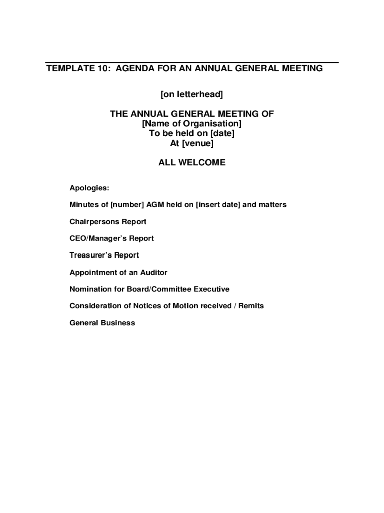 Agenda for An Aannual General Meeting