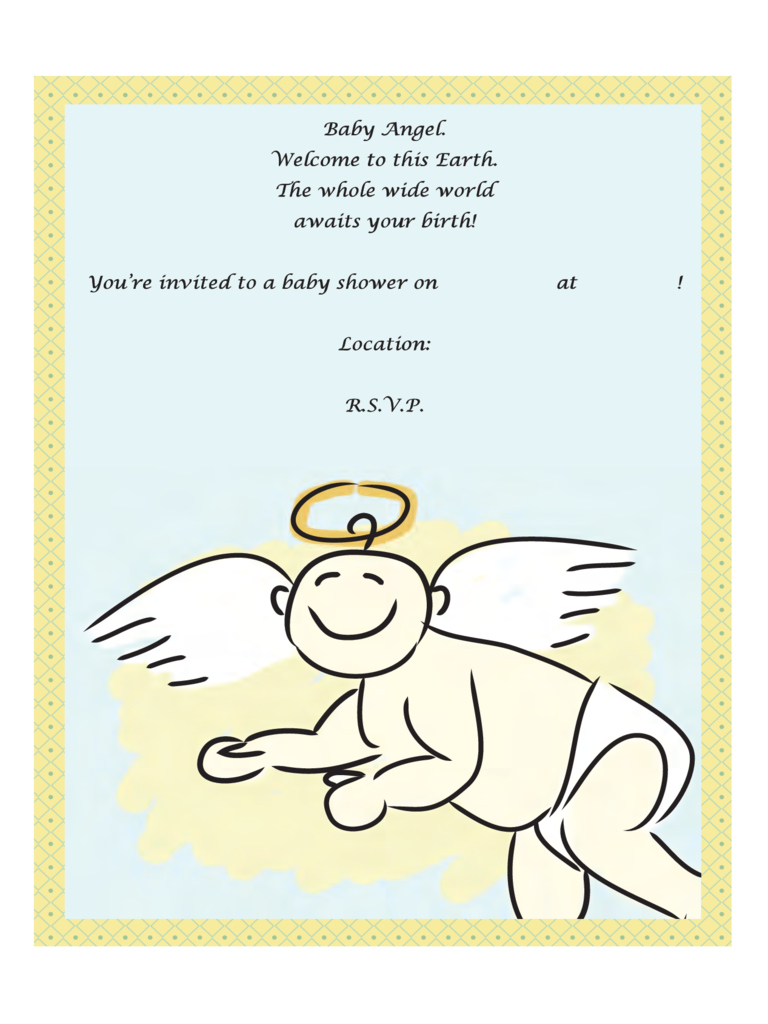 Angel Poem Baby Shower Invitation Template