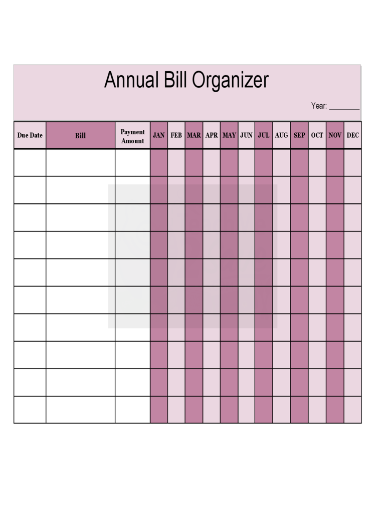 Free Printable Bill Organizer Pdf Francesco Printable