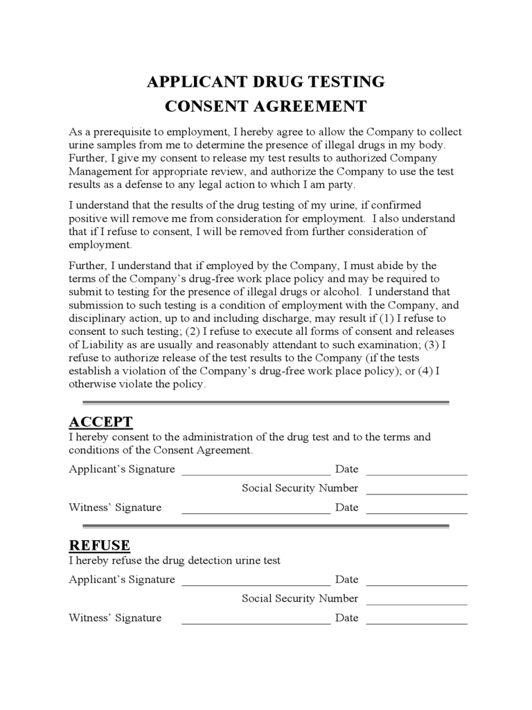 2020 Drug Test Consent Form Fillable Printable PDF Forms Handypdf