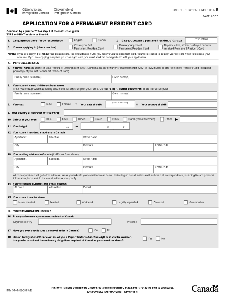 Application for a Permanent Resident Card - Canada