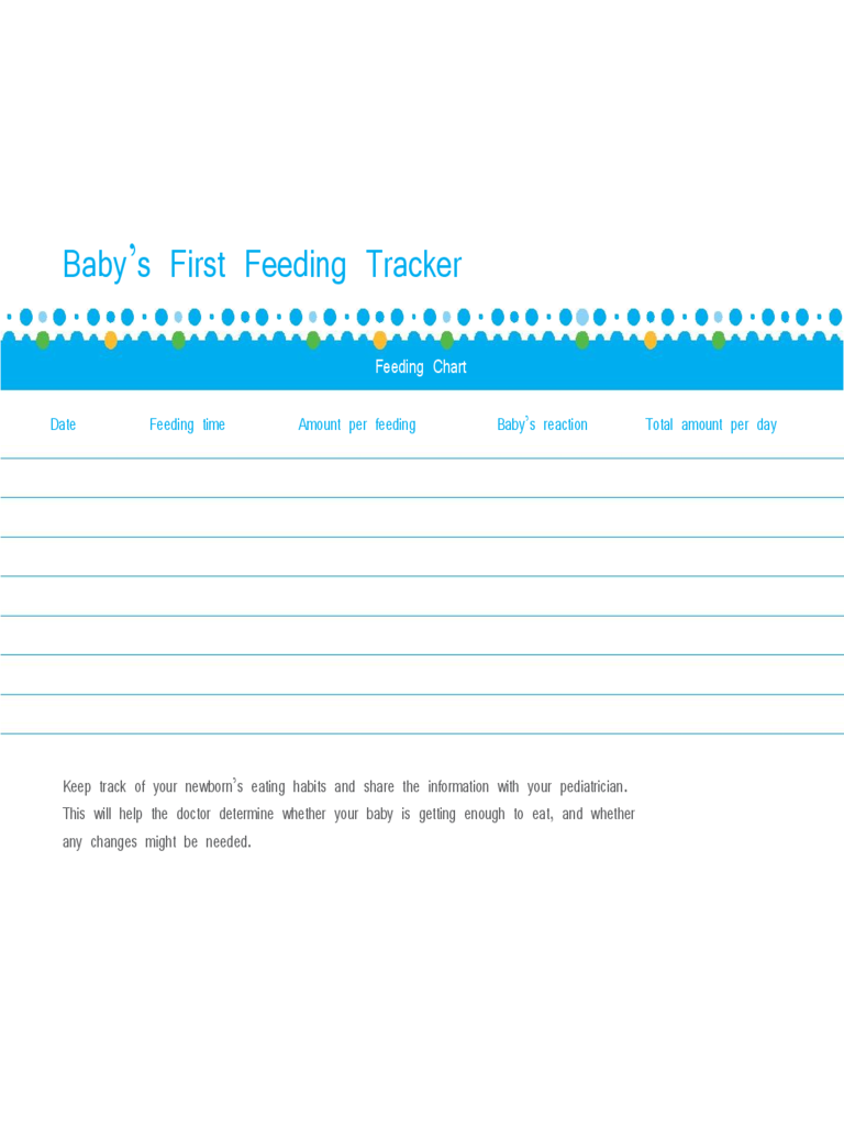 Baby's First Feeding Tracker Chart