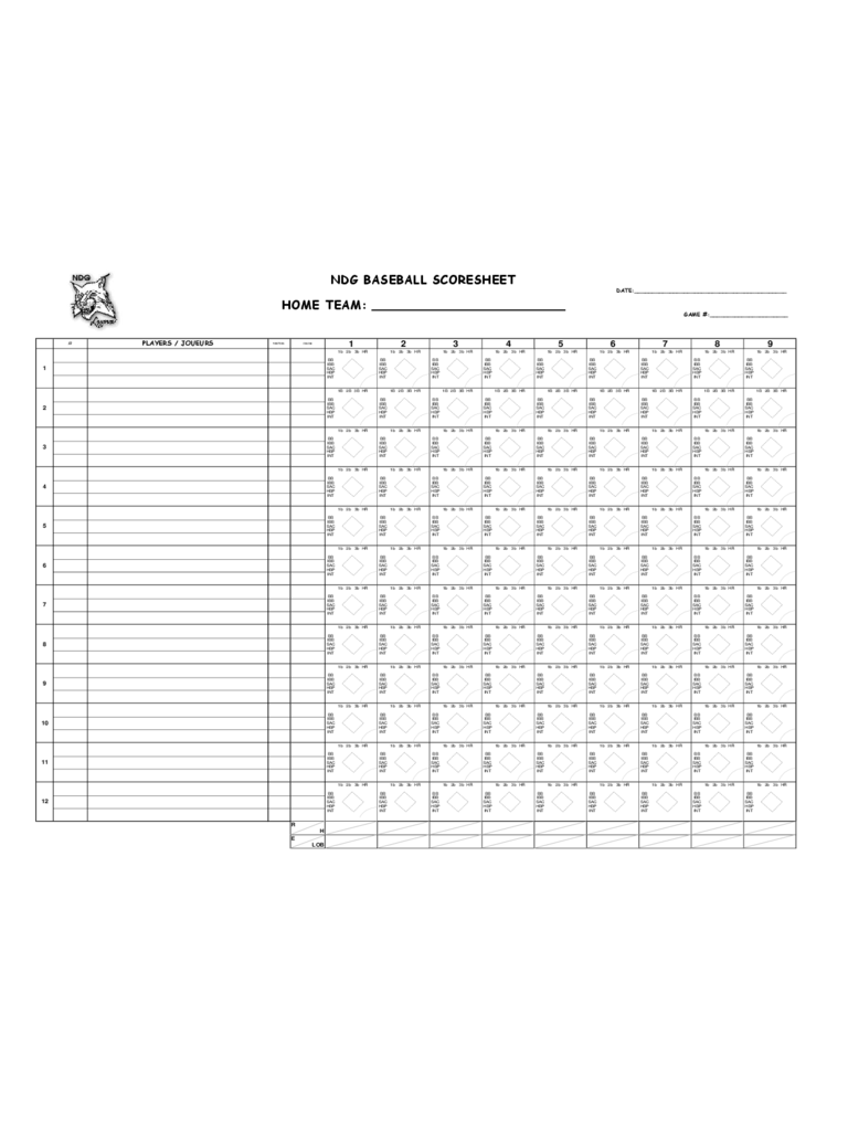 Baseball Score Sheet Template