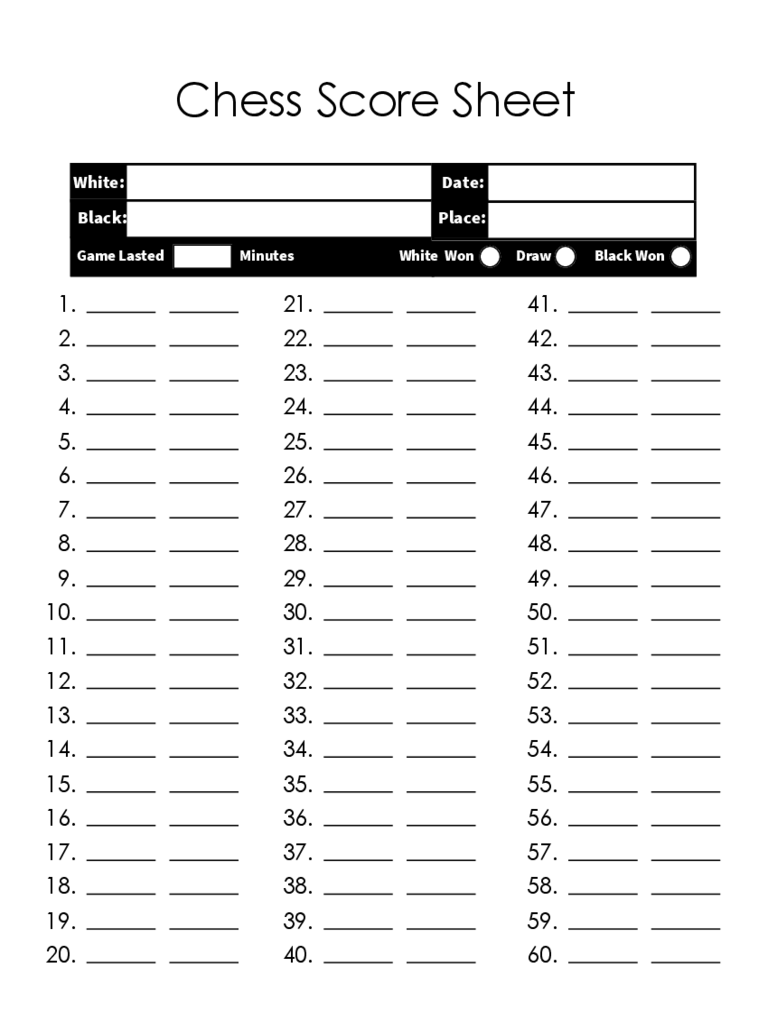 Basic Chess Score Sheet