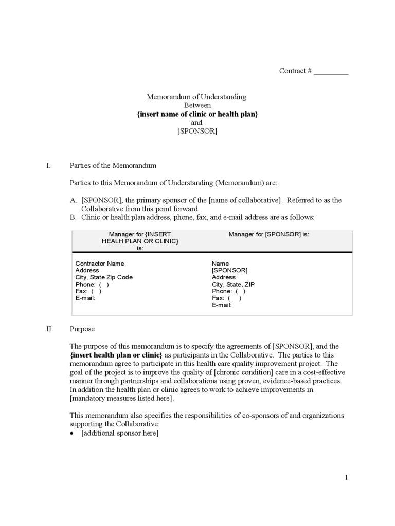 2023 Memorandum Of Understanding Fillable Printable PDF Forms 