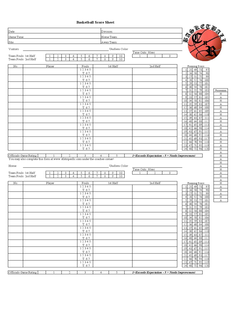 Basketball Score Sheet Example Edit Fill Sign Online Handypdf