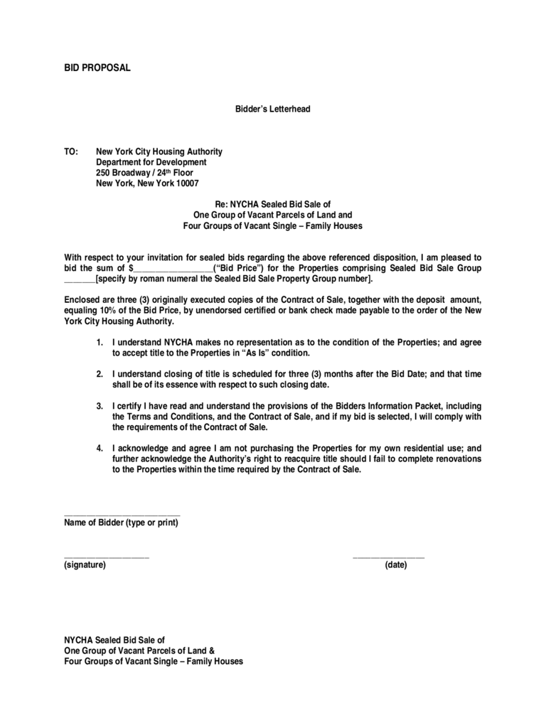 Letter Of Intent To Bid Template