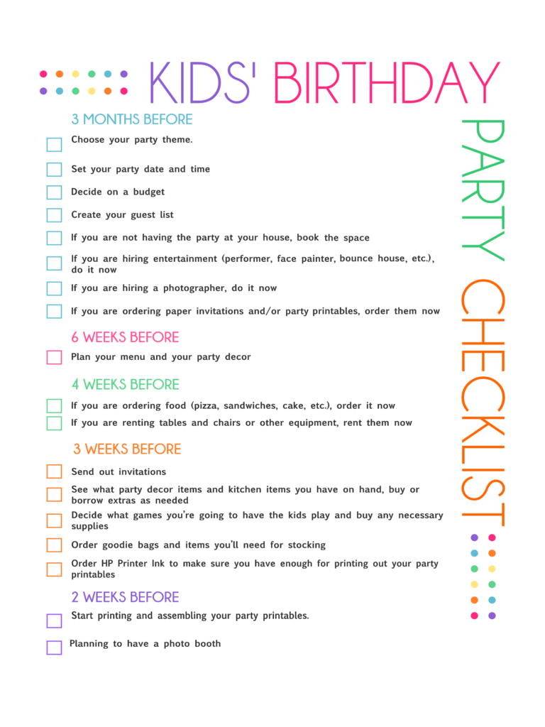 2025 Birthday Party Checklist Template Fillable Printable PDF 