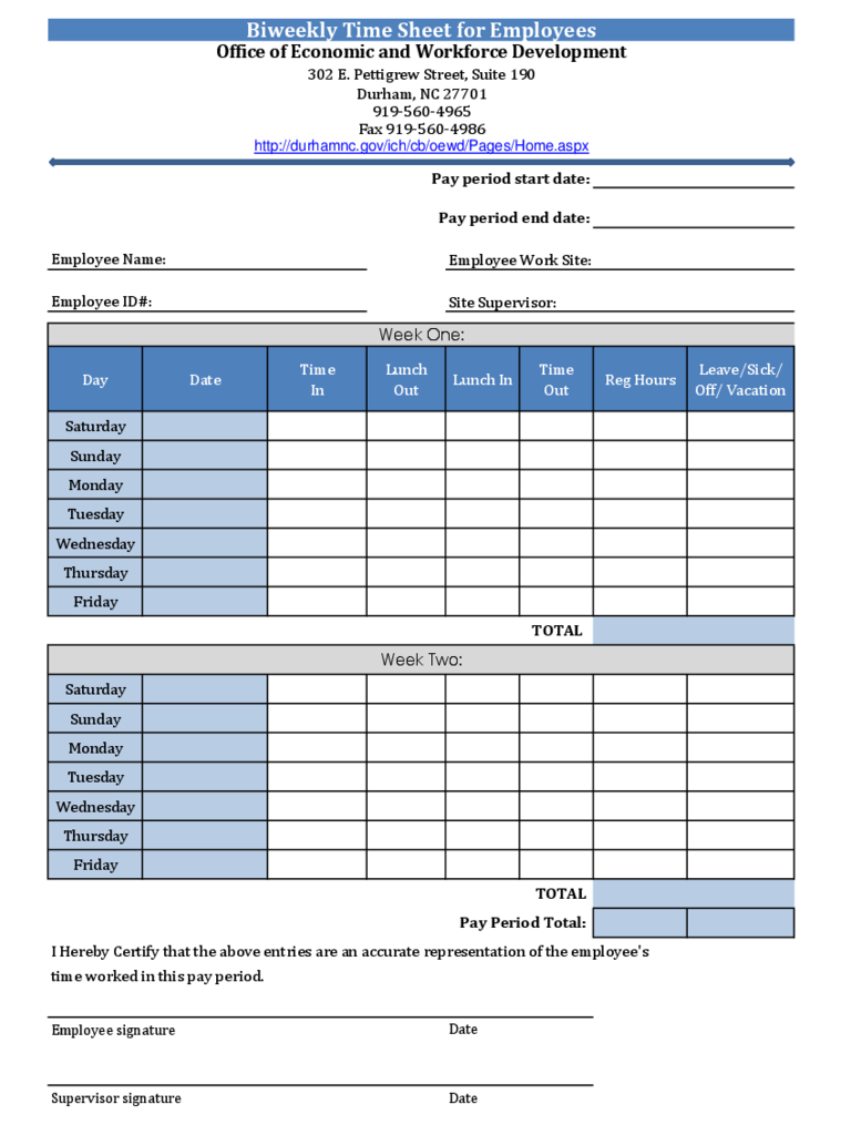 2023 Biweekly Timesheet Template Fillable Printable PDF Forms 