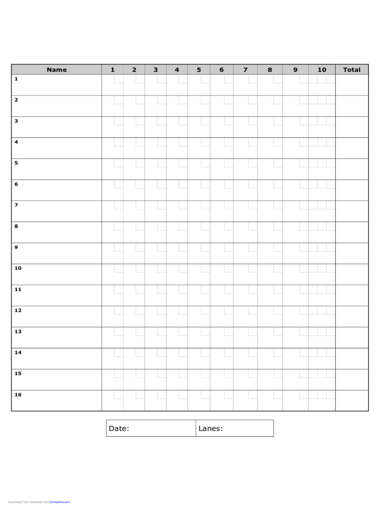 2024 Bowling Score Sheet Fillable Printable PDF Forms Handypdf