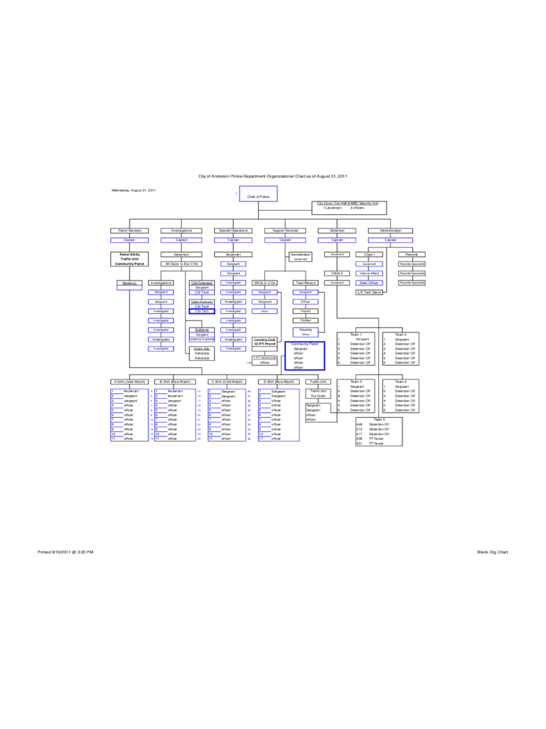 Blank Organizational Chart - Anderson Police Department