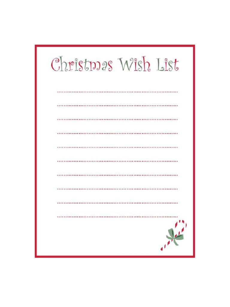Blank Wish List for Christmas
