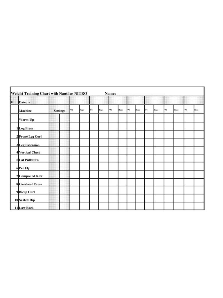 Blank Workout Chart Template