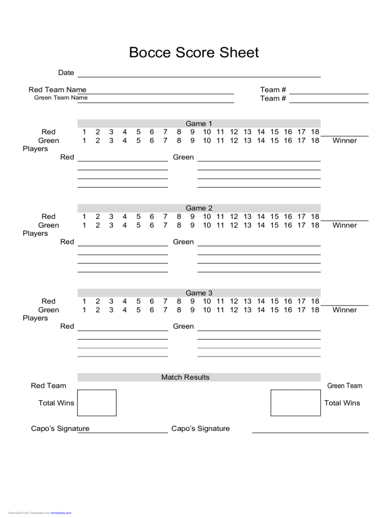 Bocce Score Sheet Edit Fill Sign Online Handypdf